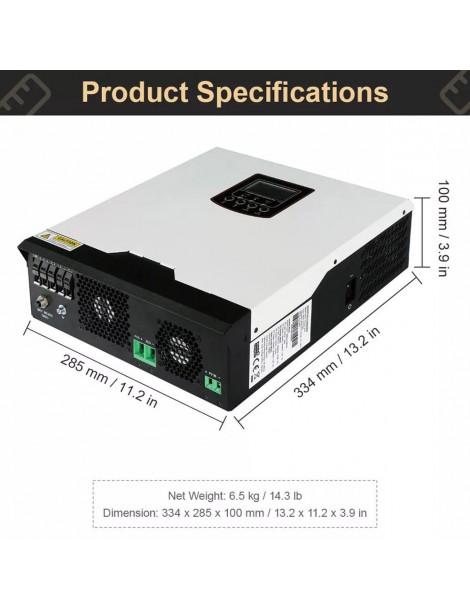 DAXTROMN Inverter solare off grid da 3KW caricatore PWM da 24V DC 70A ingresso PV 80VDC Inverter sinusoidale puro senza WiFi Qualità Garantita