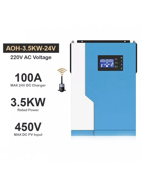 DAXTROMN Inverter Solare Off Grid da 3 5KW Caricatore MPPT da 24V DC 100A Sinusoidale Puro con Ingresso PV 450VDC e WiFi Negozi Online