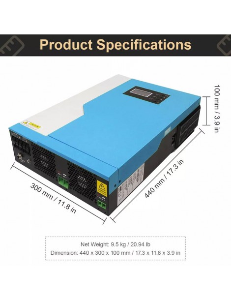 DAXTROMN Inverter Solare Off Grid da 3 5KW Caricatore MPPT da 24V DC 100A Sinusoidale Puro con Ingresso PV 450VDC e WiFi Negozi Online