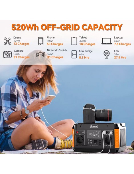 FlashFish P60 560W/520Wh Generatore solare portatile 220V Pure Sine Wave AC Outlets 11 uscite EU Promozione Limitata
