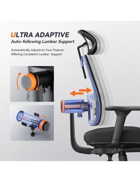 NEWTRAL MagicH-BP Sedia ergonomica con poggiapiedi schienale auto-avvolgente supporto lombare adattivo - Nero Limitato a 3 giorni