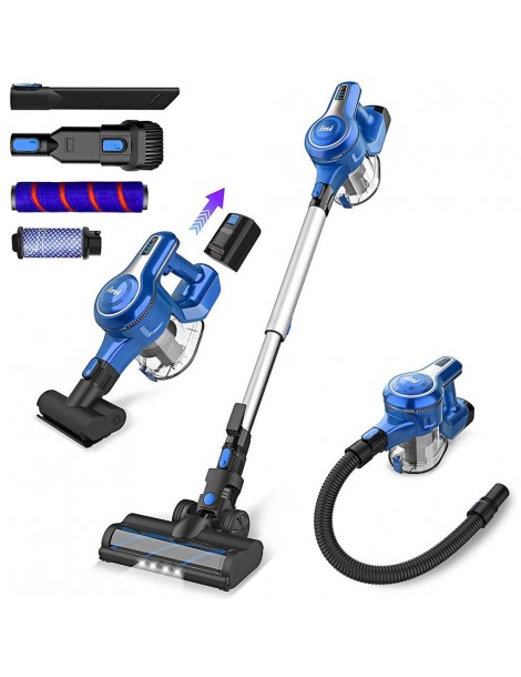 INSE S6 Aspirapolvere portatile a batteria 25 Kpa 2500 mAh Batteria agli ioni di litio Motore avanzato Brushless 250W - Blu Italy