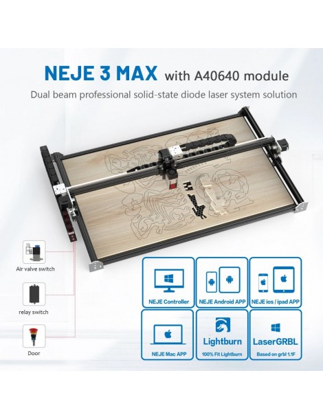 NEJE 3 MAX Incisore laser con kit di moduli a doppio raggio laser A40640 - 460x810 mm Offerta esclusiva