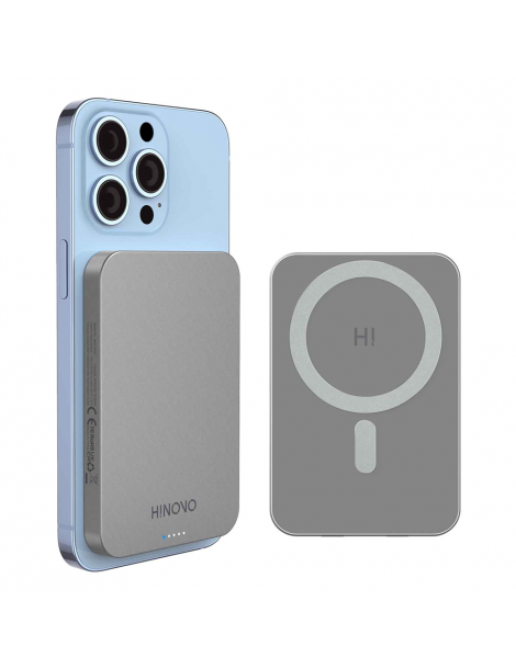 HINOVO MB1-5000 5000mAh Power Bank Wireless Magnetico in Metallo Batteria Mag-Safe per iPhone 14/13/12 Offerta temporanea