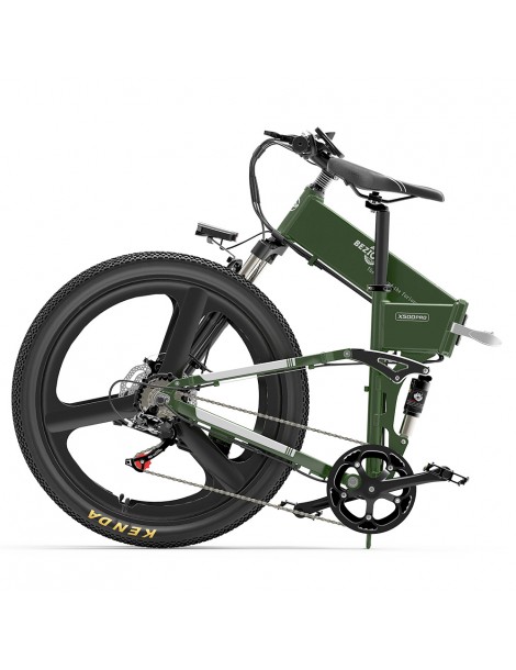 BEZIOR X500 PRO Mountain Bike Elettrica Pieghevole Pneumatico 26*1.95 Pollici Motore 500W Batteria 10.4Ah - Verde Militare Latest stili