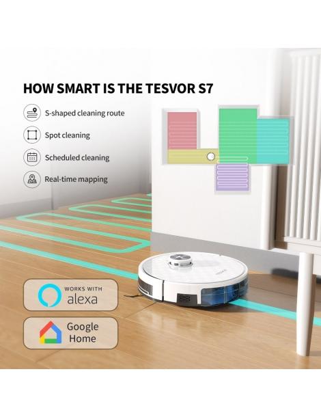 Tesvor S7 Pro Robot Aspirapolvere con Funzione Mop Aspirazione 6000Pa Navigazione Laser Pattumiera 600ml Fino al 60% di sconto
