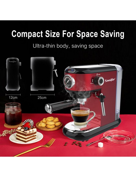 Sonifer SF3558 1450W Caffettiera elettrica per caffè espresso pompa a 15 bar cappuccinatore con schiuma di latte Qualità Garantita