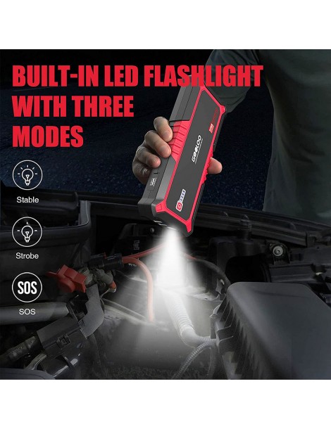 GOOLOO GP2000 avviatore di emergenza per auto con picco di 2000A Jump Box da 12V alimentatore da 19800mAh - Rosso Sottocosto