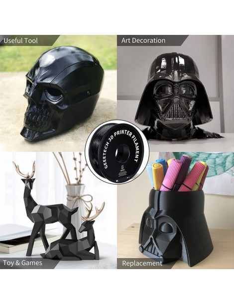 Geeetech Filamento ABS per stampante 3D precisione dimensionale 1 75 mm /- 0 03 mm Bobina da 1 kg (2 2 libbre) - nero Presa