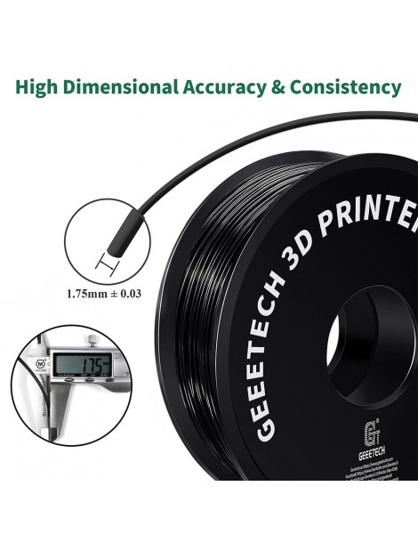Geeetech Filamento ABS per stampante 3D precisione dimensionale 1 75 mm /- 0 03 mm Bobina da 1 kg (2 2 libbre) - nero Presa