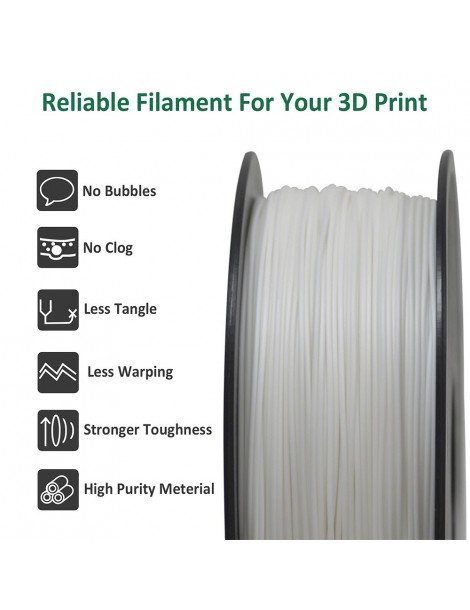 Geeetech Filamento ABS per stampante 3D precisione dimensionale 1 75 mm /- 0 03 mm Bobina da 1 kg (2 2 libbre) - Bianco Sconto
