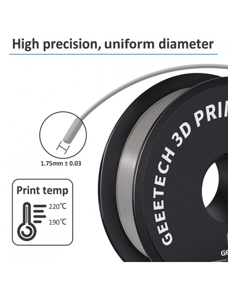 Filamento PLA Geeetech per stampante 3D precisione dimensionale 1 75 mm /- 0 03 mm Rocchetto da 1 kg (2 2 libbre) - Grigio Offerta