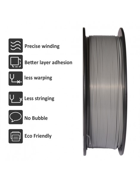 Filamento PLA Geeetech per stampante 3D precisione dimensionale 1 75 mm /- 0 03 mm Rocchetto da 1 kg (2 2 libbre) - Grigio Offerta