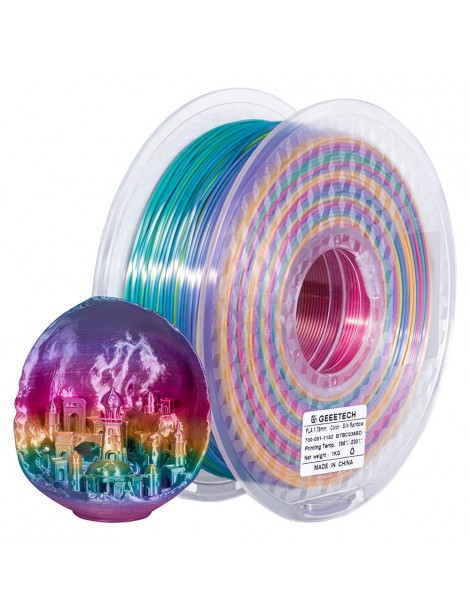 Geeetech Filamento PLA di seta per stampante 3D precisione dimensionale di 1 75 mm /- 0 03 mm Bobina da 1 kg - Arcobaleno In Vendita
