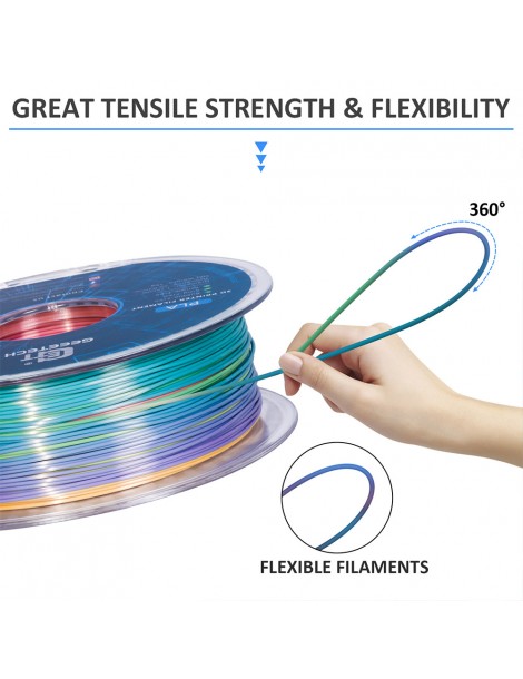 Geeetech Filamento PLA di seta per stampante 3D precisione dimensionale di 1 75 mm /- 0 03 mm Bobina da 1 kg - Arcobaleno In Vendita