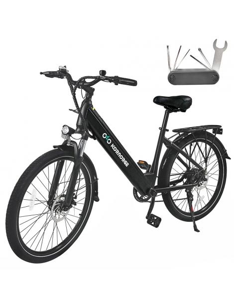 Kornorge C7 Bicicletta elettrica motore da 350W batteria da 36V/12 5Ah pneumatici da 26 pollici autonomia di 50km - Nero Grandi sconti