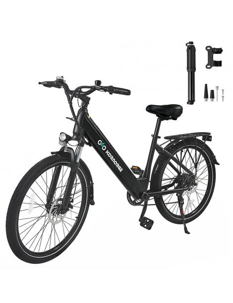 Kornorge C7 Bicicletta elettrica motore da 350W batteria da 36V/12 5Ah pneumatici da 26 pollici autonomia di 50km - Nero Grandi sconti