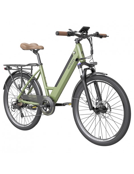 FAFREES F26 Pro 26'' E-Bike da città passo-passo 25 Km/h Motore 250W 36V 10Ah Batteria incorporata rimovibile-Verde Nuovi prodotti