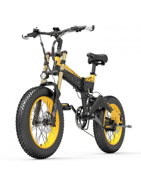 LANKELEISI X3000 Plus Bicicletta elettrica pieghevole Big Fork 48V 1000W Motore 17.5Ah Batteria - Nero e giallo Offerte giornaliere