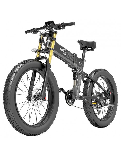 BEZIOR X-PLUS Electric Bike 1500W Motor 48V 17.5Ah Battery 26*4.0 Tire Mountain Bike 40 km/h Max Speed 200kg Load -Black Sconti VIP