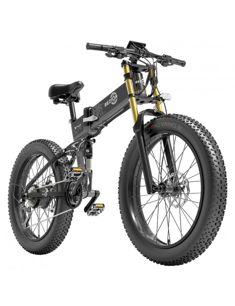 BEZIOR X-PLUS Electric Bike 1500W Motor 48V 17.5Ah Battery 26*4.0 Tire Mountain Bike 40 km/h Max Speed 200kg Load -Black Sconti VIP