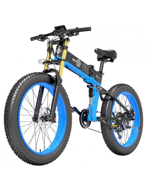 BEZIOR X-PLUS Electric Bike 1500W Motor 48V 17.5Ah Battery 26*4.0 Tire Mountain Bike 40 km/h Max Speed 200kg Load - Blue Prezzo basso