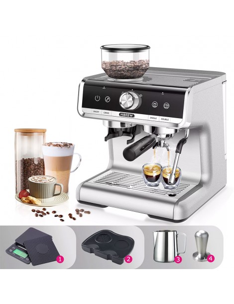 HiBREW H7 1550W Macchina da caffè 19Bar 2.8L Capacità d'acqua Caffettiera con Latte Cup Powder Tamper Scala elettronica Spedizione Gratuita