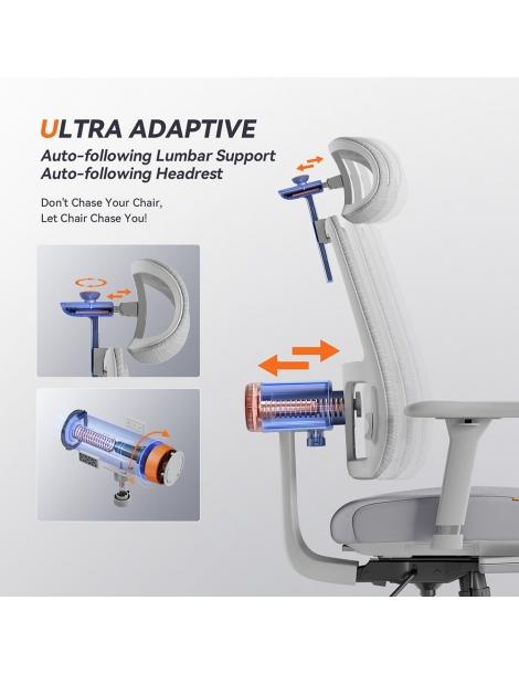 NEWTRAL MagicH-BPro Sedia ergonomica con poggiapiedi poggiaschiena auto-avvolgente supporto lombare adattivo - Grigio Fino Al -60%