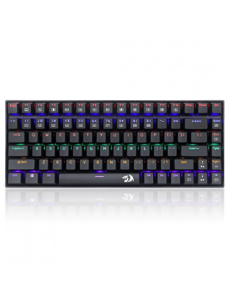 K629-KB 75% Arcobaleno LED retroilluminazione tastiera meccanica da gioco 84 tasti interruttore blu-nero Esporta salva