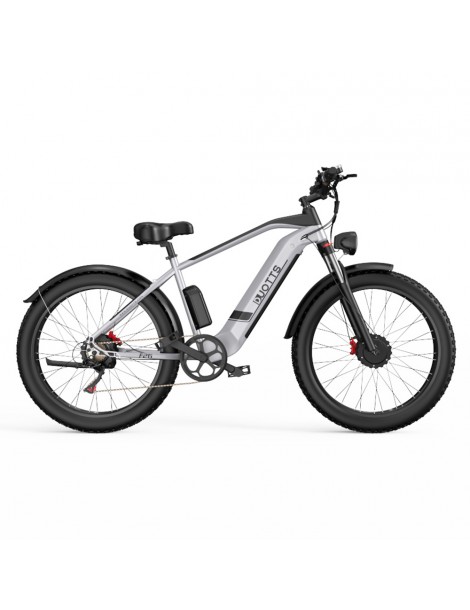 DUOTTS F26 26*4.0 Inch Bicicletta elettrica con pneumatici grassi doppio motore 750W*2 batteria LG 17.5Ah - Argento Shopping Online