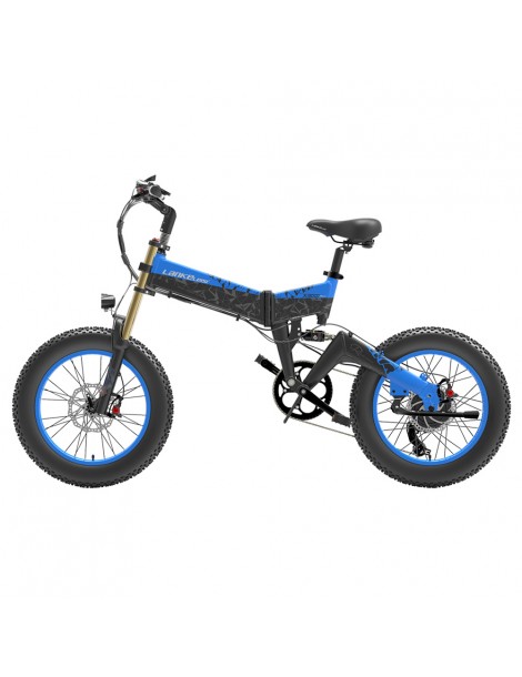 LANKELEISI X3000 Plus Bicicletta elettrica pieghevole Big Fork 48V 1000W Motore 17.5Ah Batteria - Nero e Blu Saldi