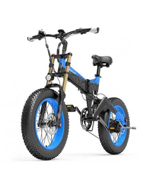 LANKELEISI X3000 Plus Bicicletta elettrica pieghevole Big Fork 48V 1000W Motore 17.5Ah Batteria - Nero e Blu Saldi