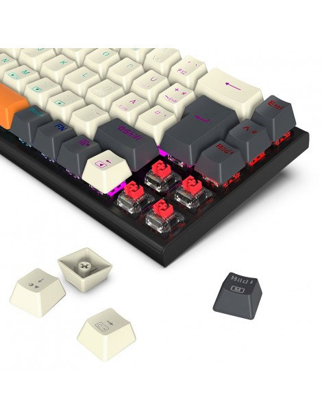 K633CGO-RGB Ryze Tastiera da gioco meccanica compatta a 68 tasti Layout tedesco Interruttore rosso retroilluminato RGB Comprane uno, ottenene uno gratis
