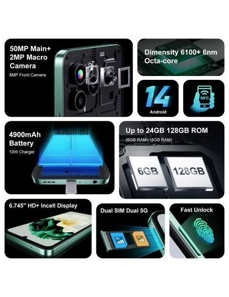 FOSSiBOT S1 5G 6GB+128GB Smartphone schermo da 6 745 pollici fotocamera da 50MP NFC GPS Android 14 - Nero Sconti VIP