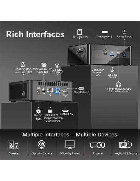 Intel NUC 11 Mini PC Intel Core i7-1165G7 Quad Core fino a 4 7 GHz 32GB DDR4 RAM 1TB SSD Latest stili
