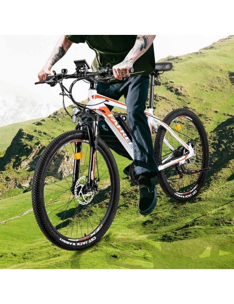 FAFREES Bici elettrica da 26 pollici 250 W con batteria agli ioni di litio da 36 V 10 Ah SHIMANO 21 velocità-Bianco Solo un giorno rimasto