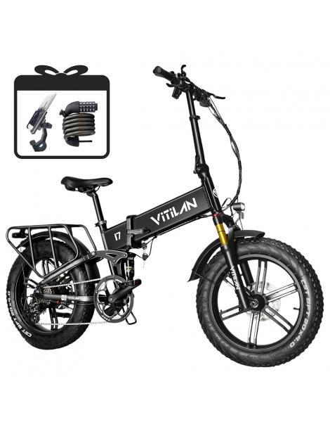 Vitilan I7 Pro 3.0 Bicicletta elettrica motore 750W 48V 20Ah pneumatico grasso 20*4.0 pollici 45km/h 80Nm 110km - Nero Negozi Online