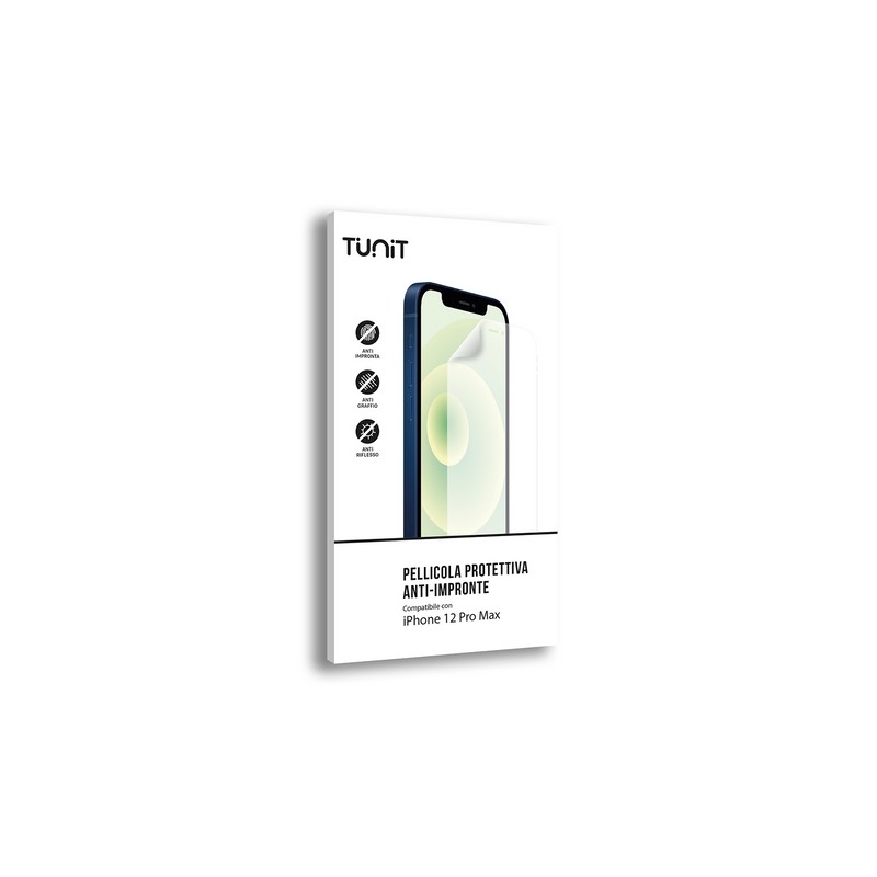 TUNIT Pellicola protettiva anti-impronta e antiriflesso per iPhone 12 Pro Max