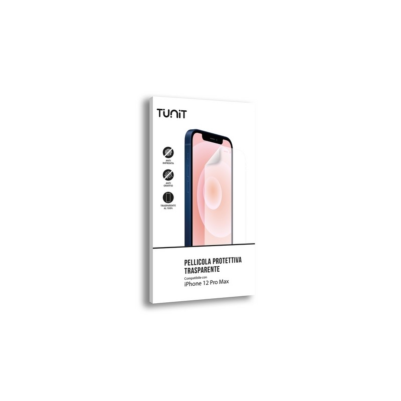 TUNIT Pellicola protettiva trasparente e anti-impronta per iPhone 12 Pro Max
