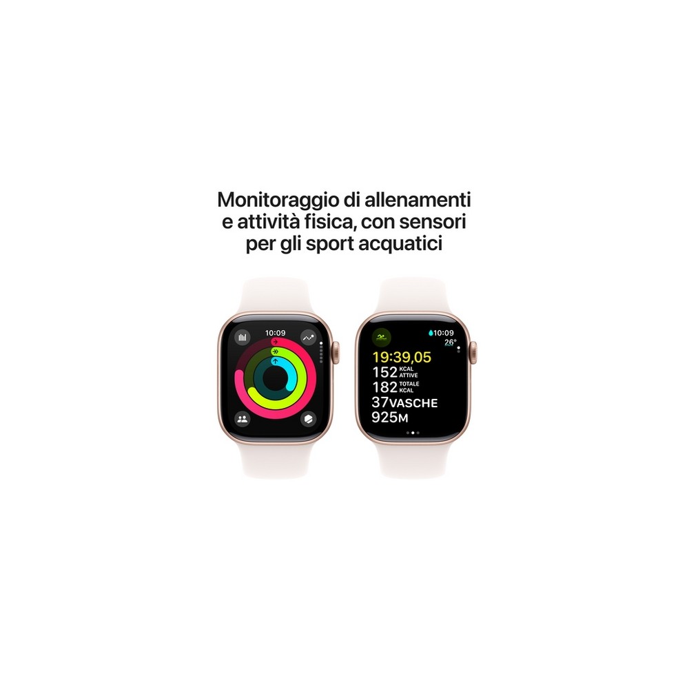 APPLE Apple Watch Series 10 GPS 42mm Rose Gold Aluminium Case with Light Blush Sport Band - M/L 50% di sconto con spedizione gratuita