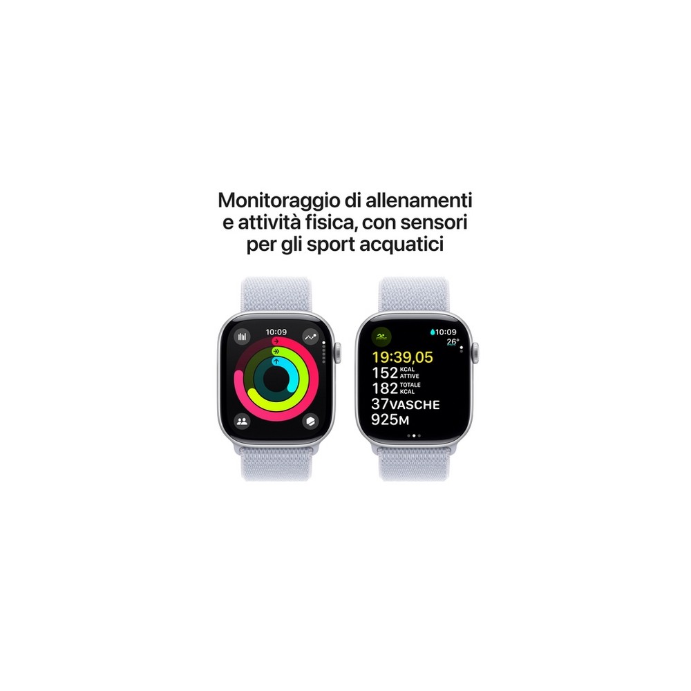 APPLE Apple Watch Series 10 GPS 46mm Silver Aluminium Case with Blue Cloud Sport Loop Esporta salva
