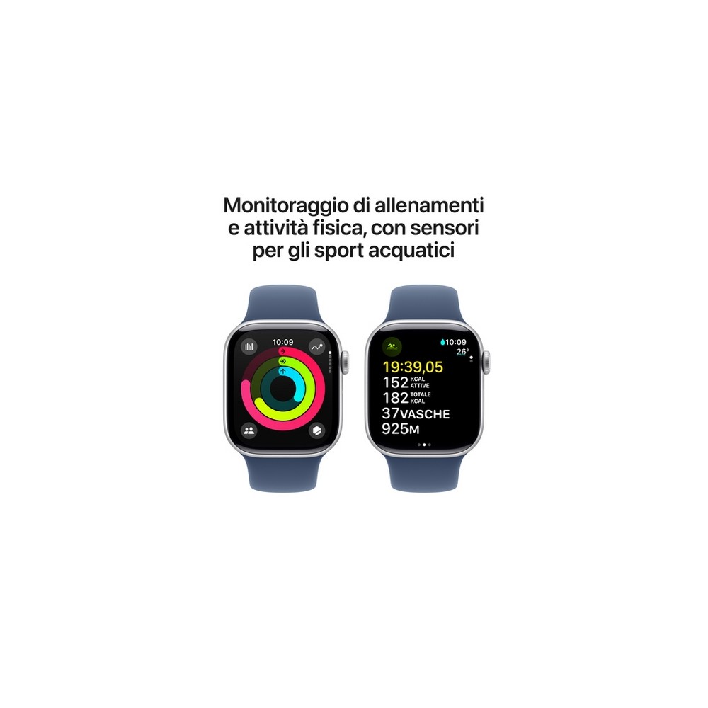 APPLE Apple Watch Series 10 GPS + Cellular 42mm Silver Aluminium Case with Denim Sport Band - M/L Italia