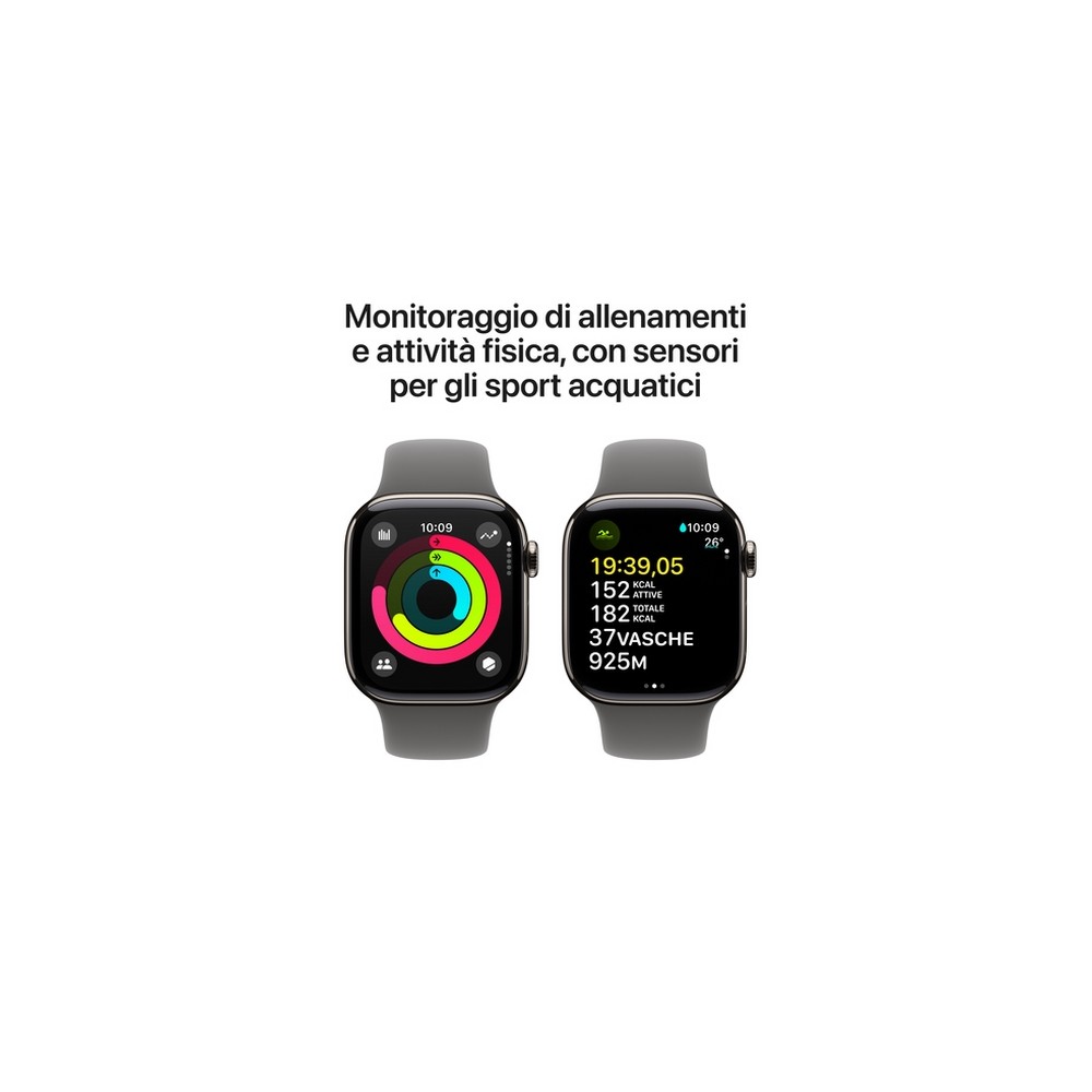 APPLE Apple Watch Series 10 GPS + Cellular 42mm Natural Titanium Case with Stone Grey Sport Band - M/L Qualità Garantita