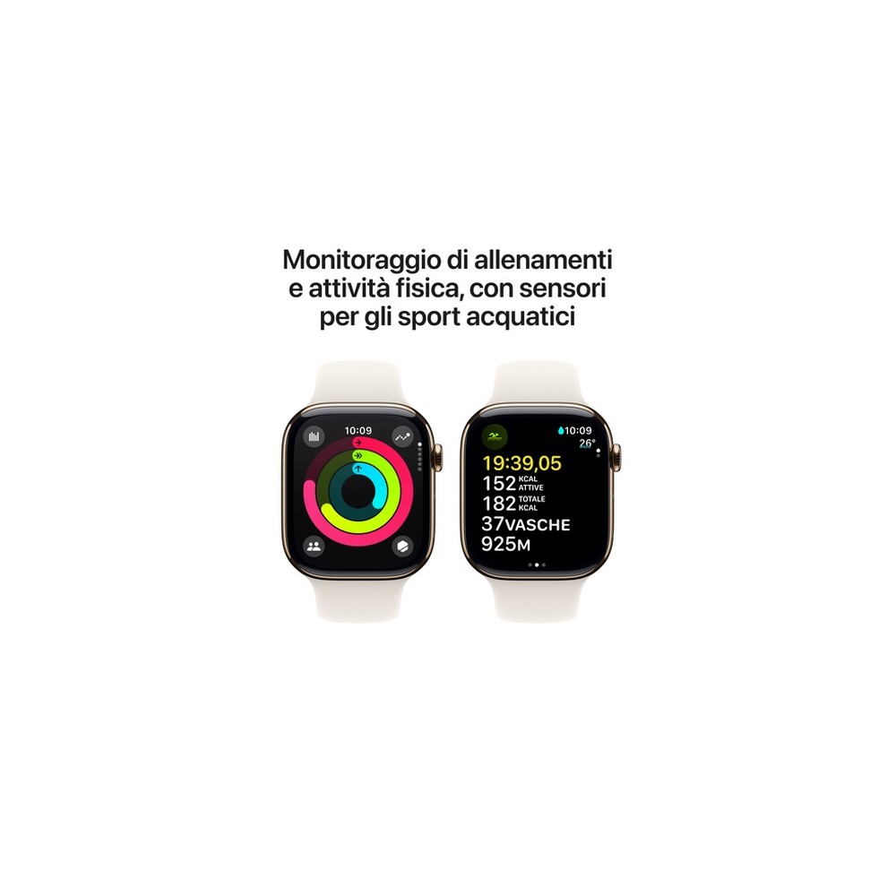 APPLE Apple Watch Series 10 GPS + Cellular 46mm Gold Titanium Case with Starlight Sport Band - M/L Offerte