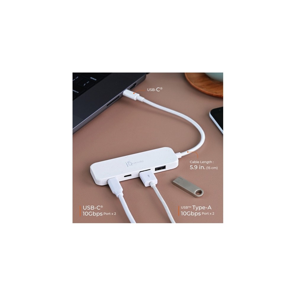 j5create Eco-Friendly USB-C to 4-Port Type-C & Type-A Gen 2 Hub Only for today