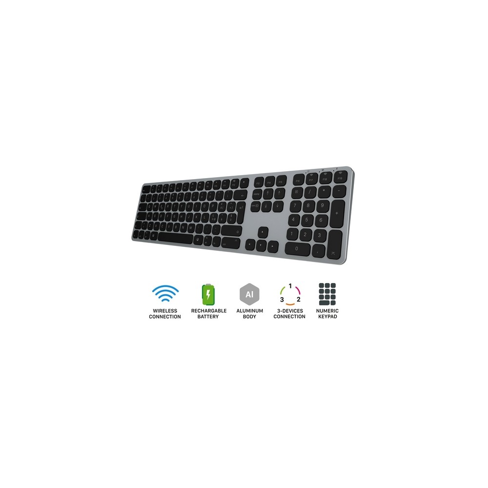TUNIT Tastiera wireless in alluminio con tastierino numerico - Grigio Siderale ITA Solo un giorno rimasto