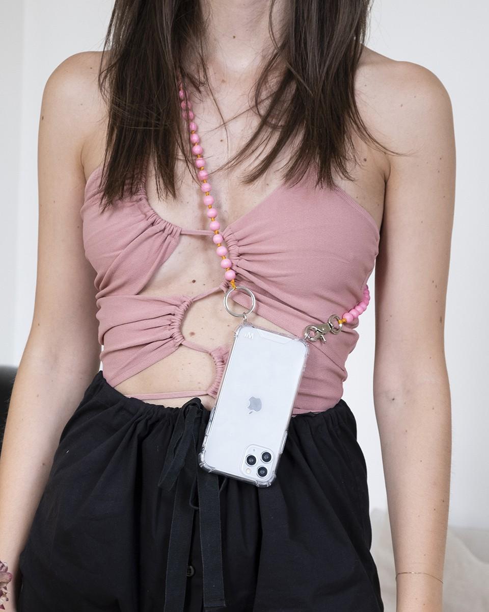 Wood'd Pearls Pink Necklace Vendite Flash