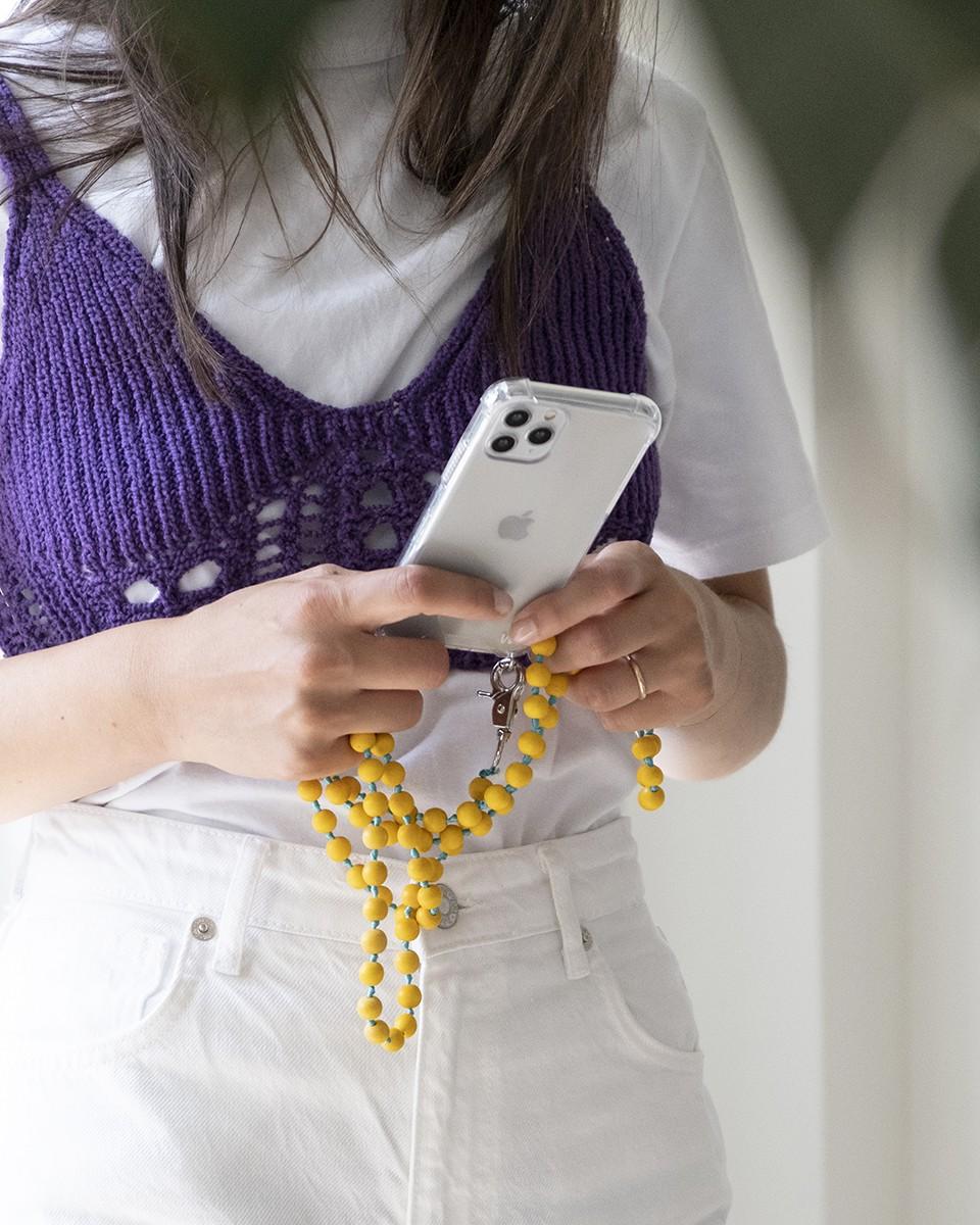 Wood'd Pearls Yellow Necklace